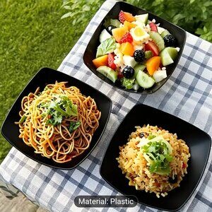 4pc Salad Bowl Set | Modern Plastic Serving Bowls | Microwave & Dishwasher Safe